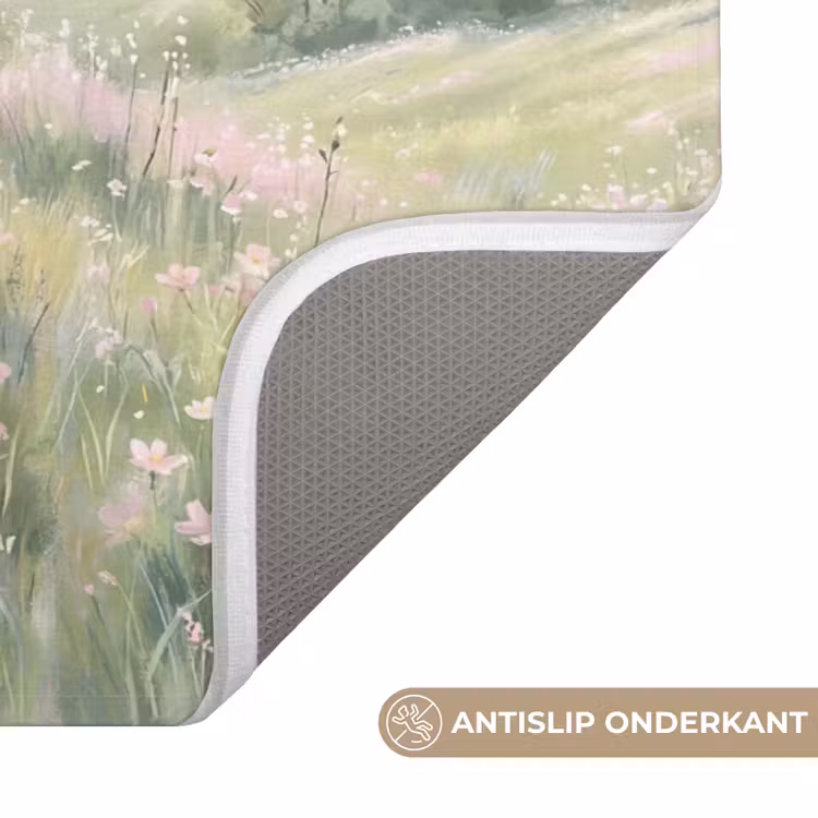 Bloemen veld - Bloemen - Groen Badmat klein -USP_AntislipNL