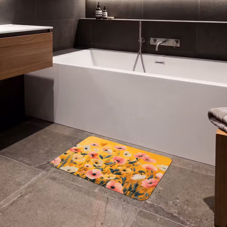 Bloemen - Veld - Geel Badmat klein -sfeer3