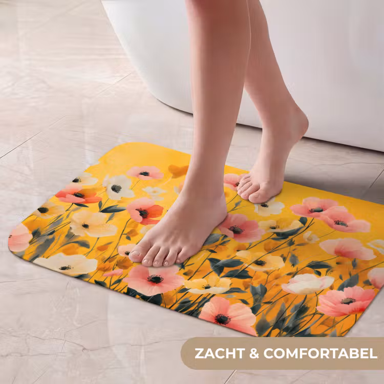 Bloemen - Veld - Geel Badmat klein -USP_ZachtNL
