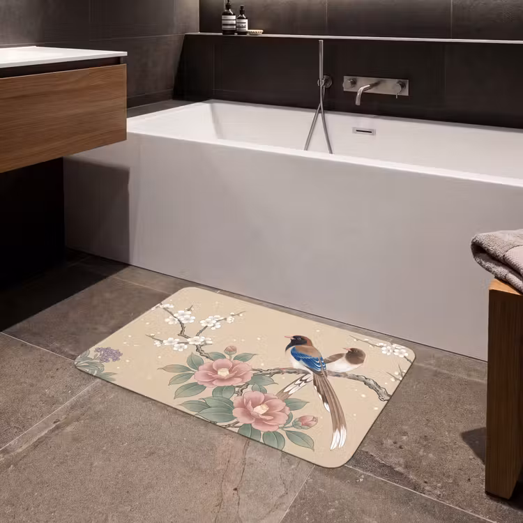 Bloemen - Vogels - Bloemen Badmat klein -sfeer3