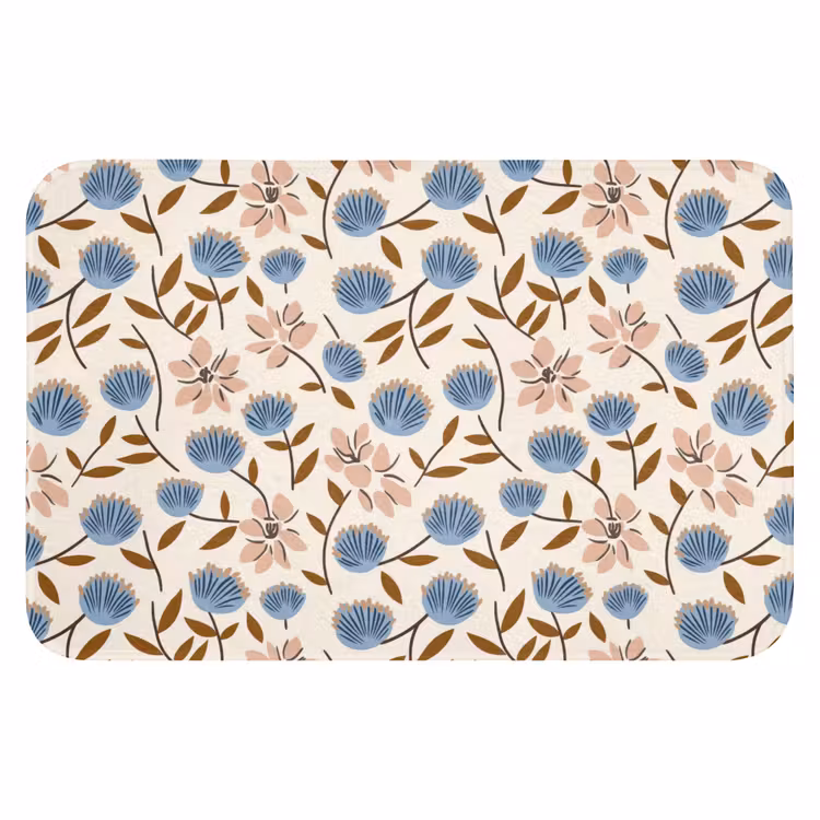 Bloemen - Wild - Blauw Badmat klein 997 -3d