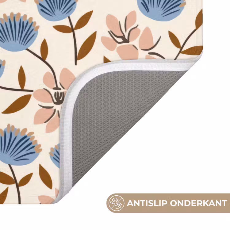 Bloemen - Wild - Blauw Badmat klein 997 -USP_AntislipNL