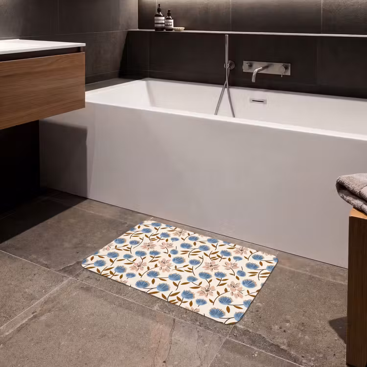 Bloemen - Wild - Blauw Badmat klein 997 -sfeer3