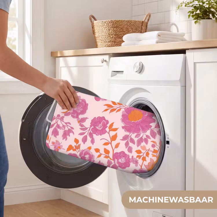 Bloemenpatroon - Roze - Oranje - Bloemen Badmat klein -USP_WasbaarNL