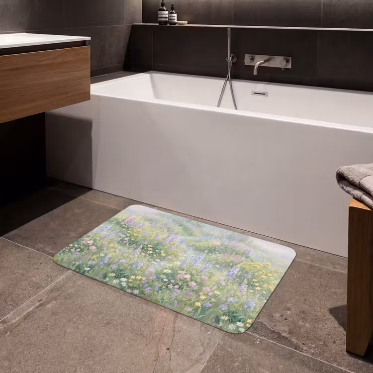 Bloemenveld - Heuvels - Kleurrijk Badmat klein -sfeer3