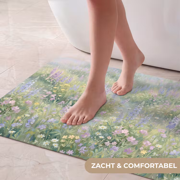 Bloemenveld - Heuvels - Kleurrijk Badmat klein -USP_ZachtNL