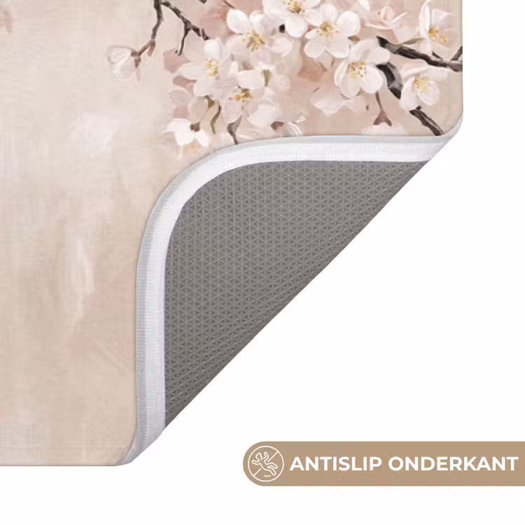 Bloesem - Illustratie - Taupe Badmat klein -USP_AntislipNL