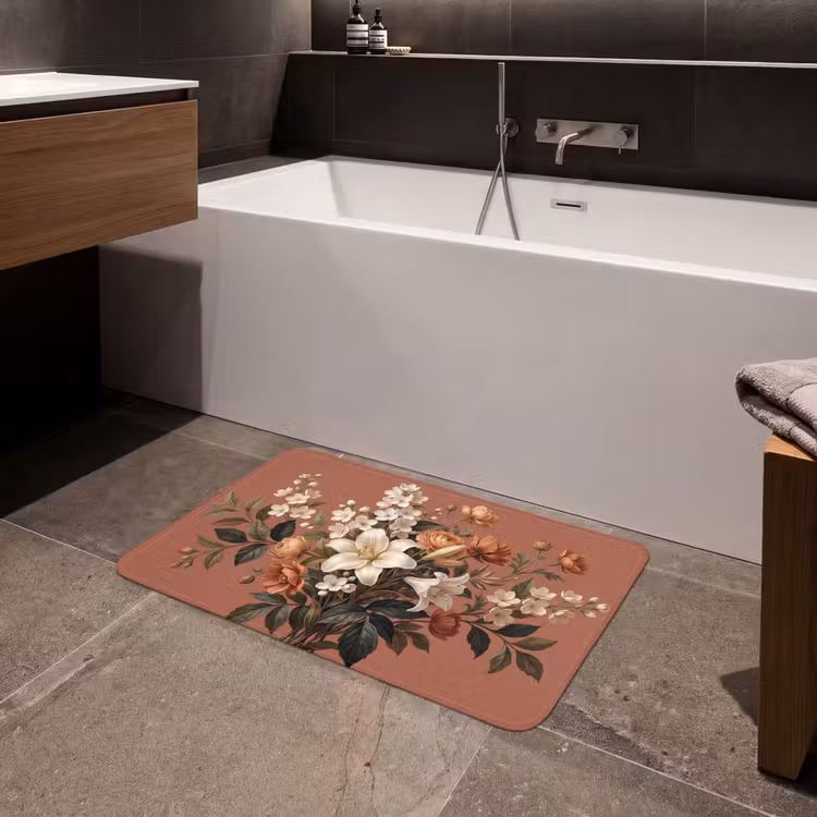 Boeket - Retro - Kleurrijk Badmat klein -sfeer3