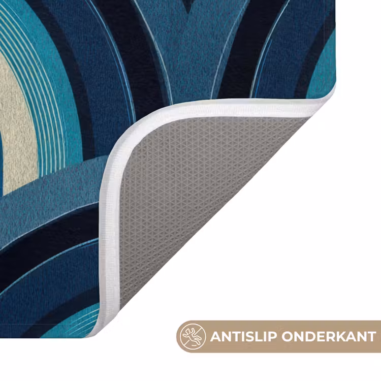 Bogen - Geometrisch - Patroon - Blauw - Retro Badmat klein 997 -USP_AntislipNL