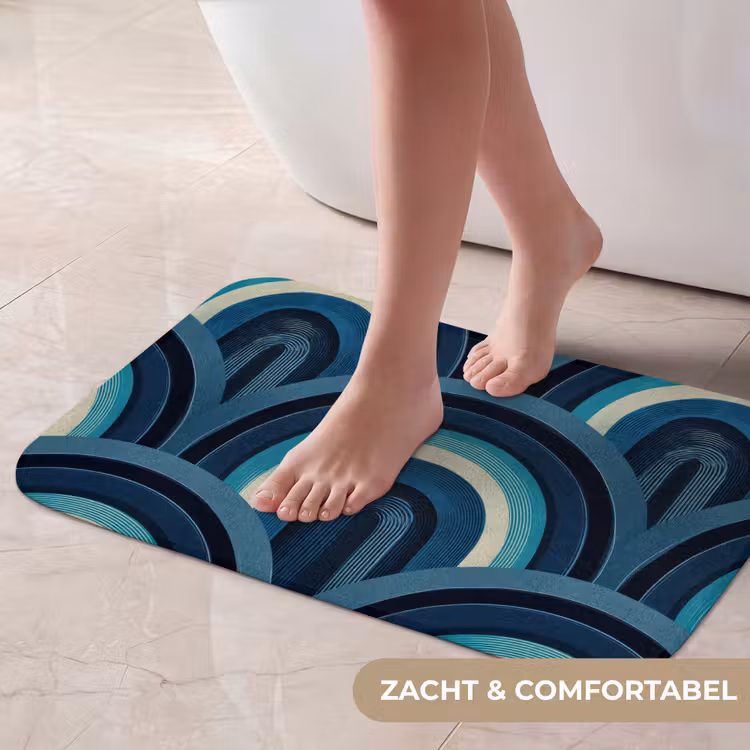 Bogen - Geometrisch - Patroon - Blauw - Retro Badmat klein 997 -USP_ZachtNL