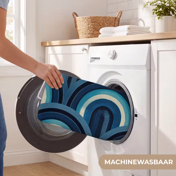 Bogen - Geometrisch - Patroon - Blauw - Retro Badmat klein 997 -USP_WasbaarNL