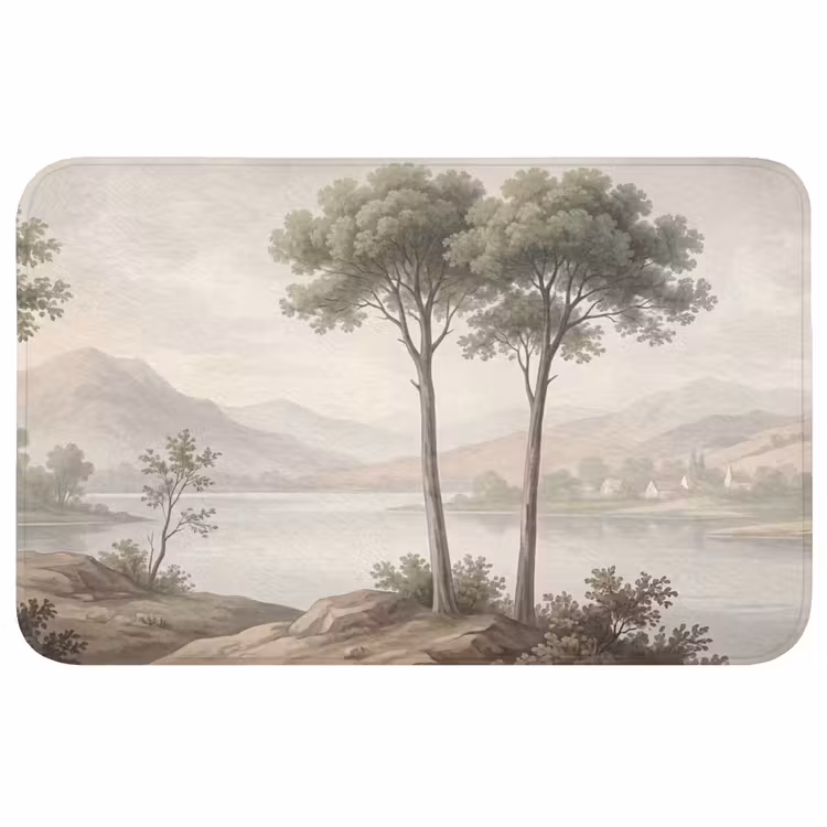 Bomen - Meer - Bergen - Illustratie Badmat klein -3d