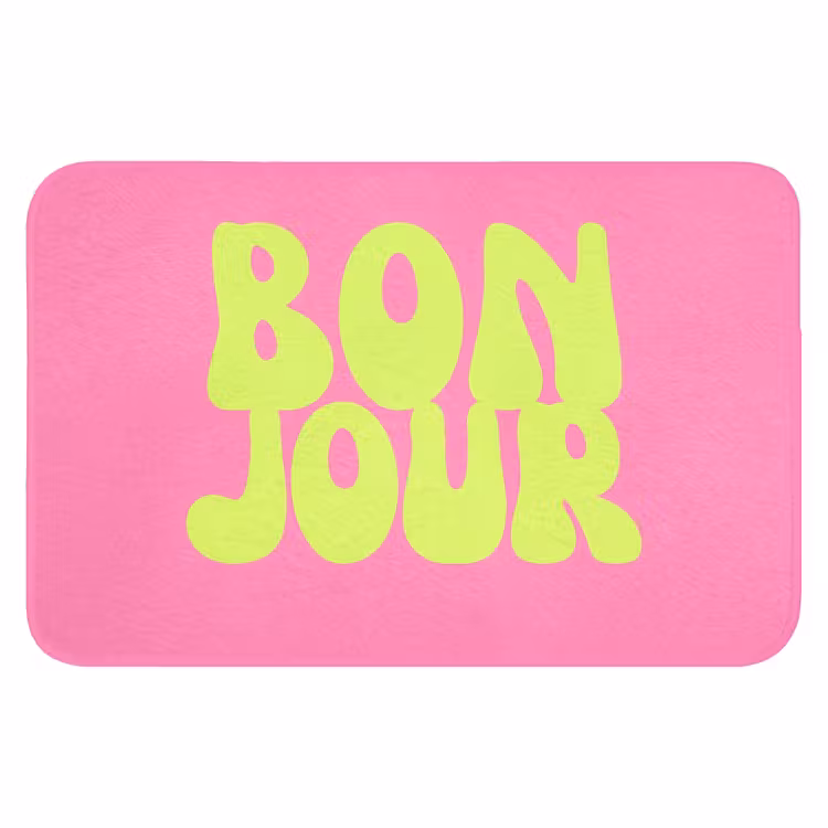 Bonjour - Roze - Fel groen Badmat klein -3d