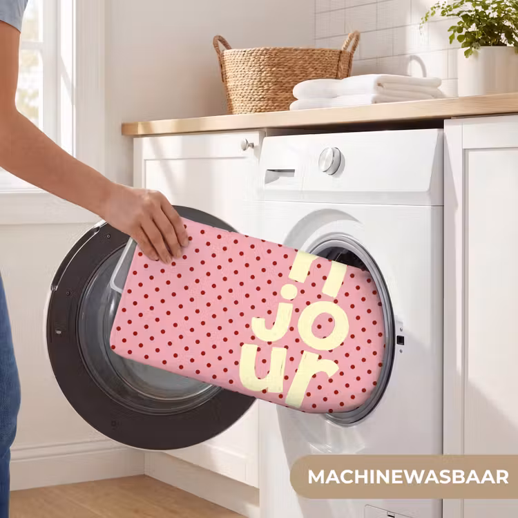 Bonjour - Stippen - Roze- Geel Badmat klein -USP_WasbaarNL