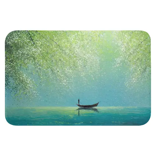 Bootje - Water - Bladeren - Bloesems Badmat klein -3d