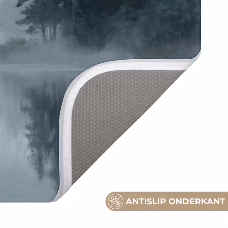 Bos - Meer - Mist - Natuur - Grijs Badmat klein -USP_AntislipNL