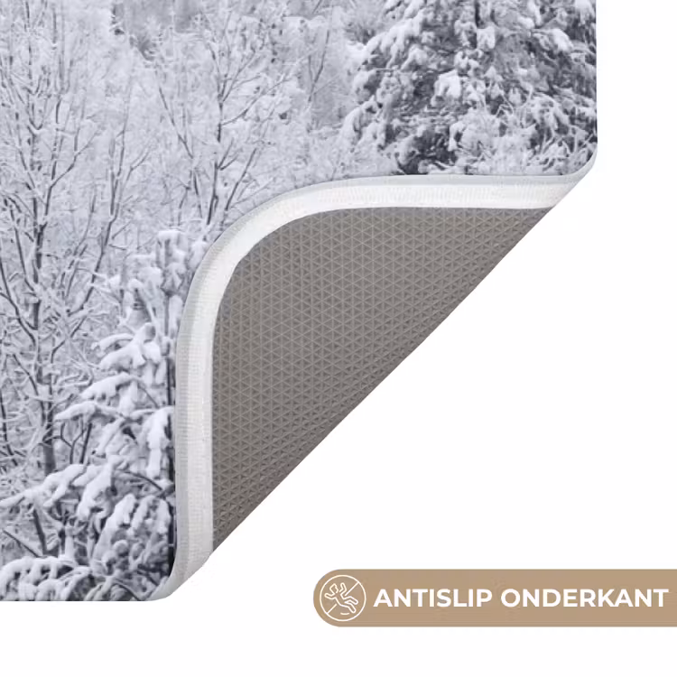 Bos - Sneeuw - Winter - Natuur - Wit Badmat middel -USP_AntislipNL