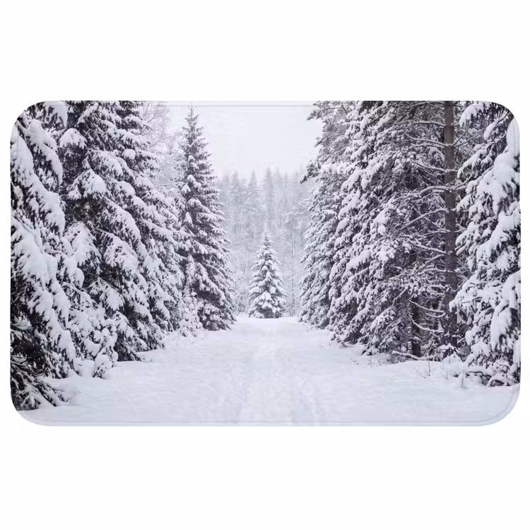 Bos - Winter - Sneeuw - Pad - Natuur Badmat klein -3d