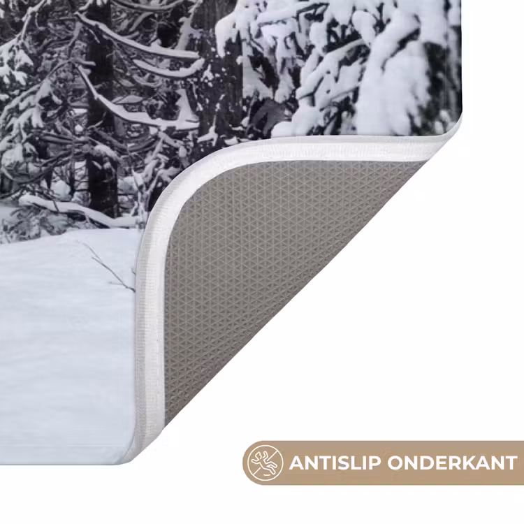 Bos - Winter - Sneeuw - Pad - Natuur Badmat klein -USP_AntislipNL