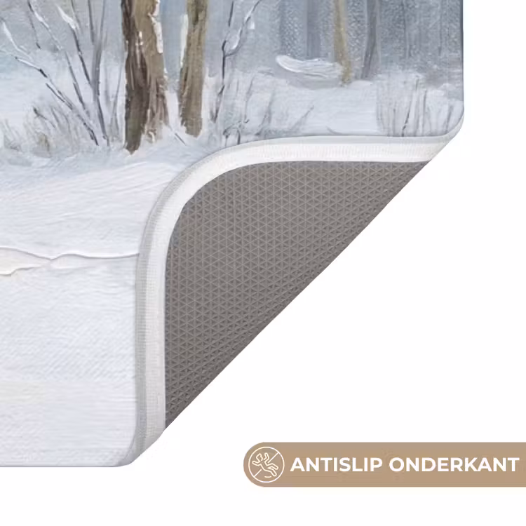 Bospad - Dennen - Sneeuw - Winter - Rustgevend Badmat middel -USP_AntislipNL