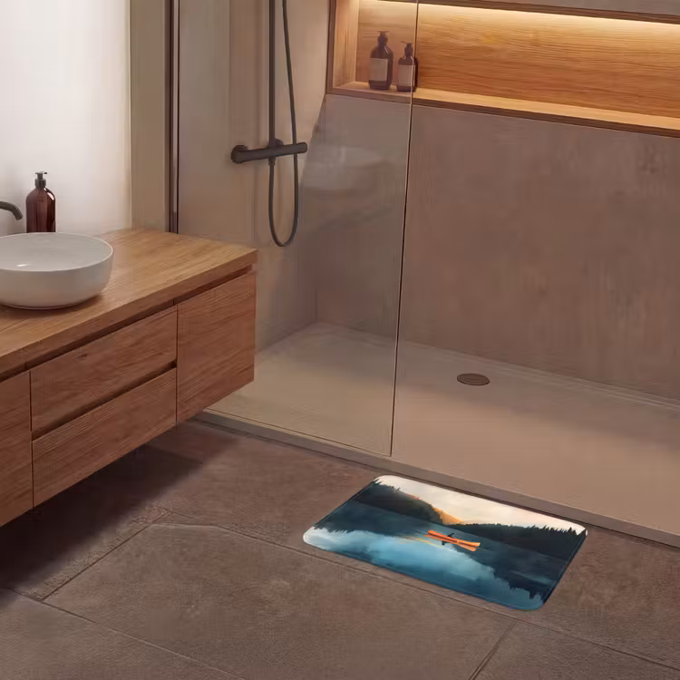 Bossen - Meer - Kano - Oranje Badmat klein -sfeer2