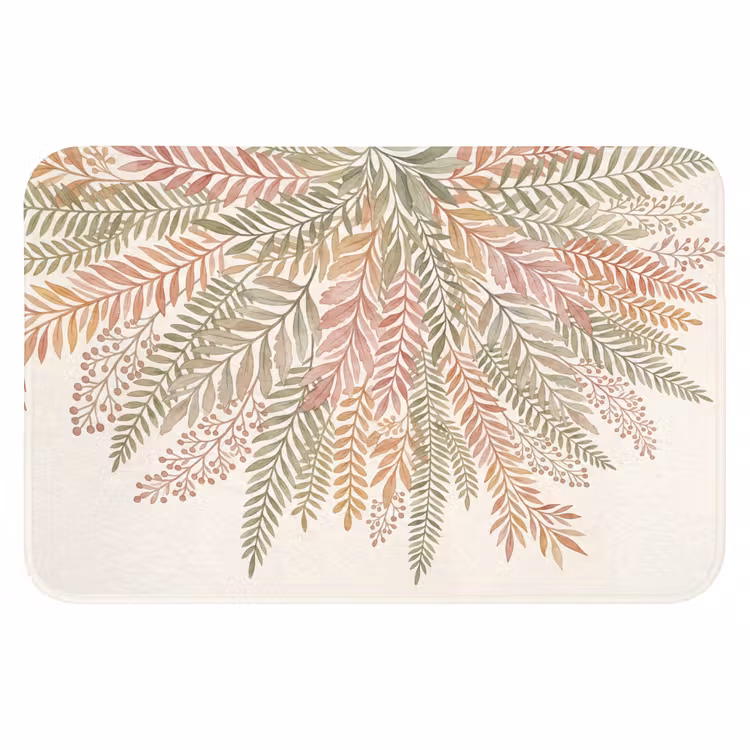 Botanisch - Aquarel - Kleurrijk Badmat klein -3d
