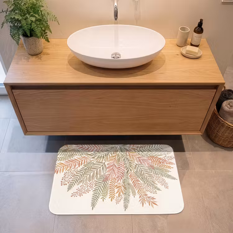 Botanisch - Aquarel - Kleurrijk Badmat klein -sfeer1