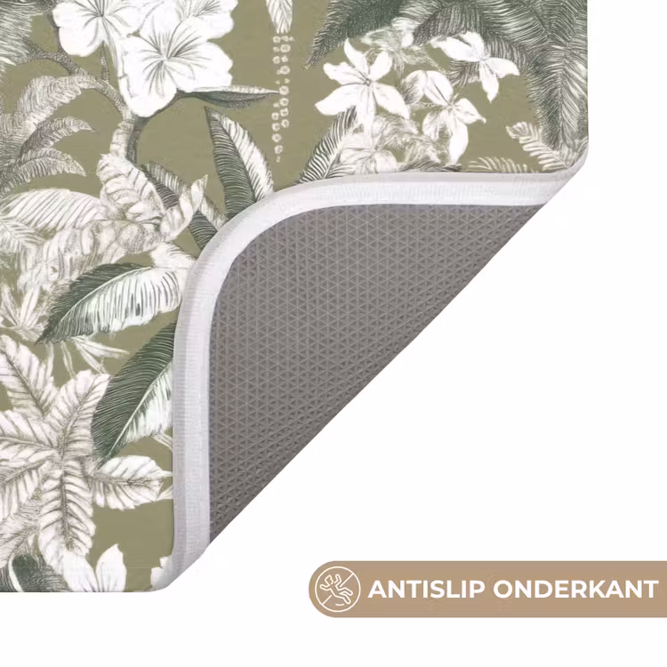 Botanisch - Bloemen - Groen Badmat klein 997 -USP_AntislipNL