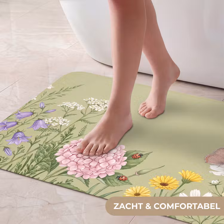 Botanisch - Bloemen - Kleurrijk Badmat middel -USP_ZachtNL