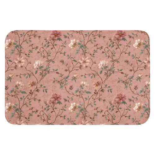 Botanisch - Bloemen - Roze Badmat klein 997 -3d
