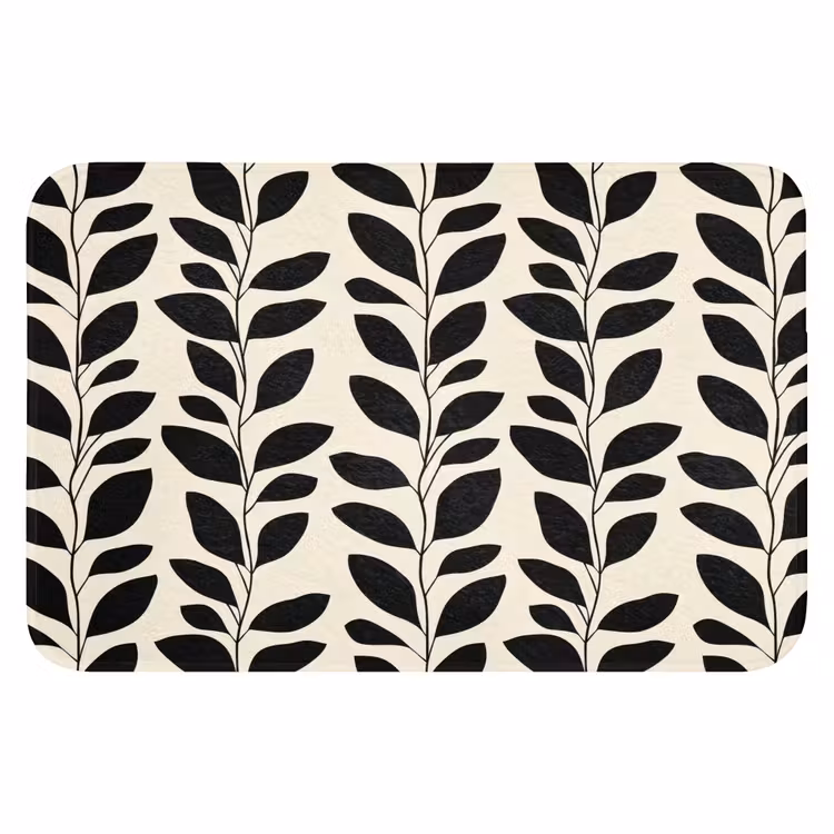 Botanisch - Dessin - Zwart - Beige Badmat klein 997 -3d