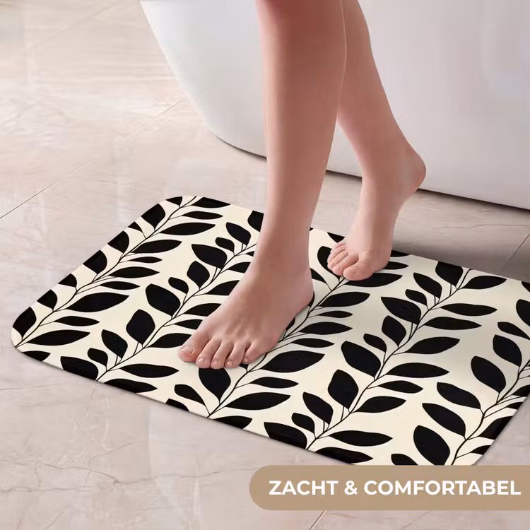 Botanisch - Dessin - Zwart - Beige Badmat klein 997 -USP_ZachtNL