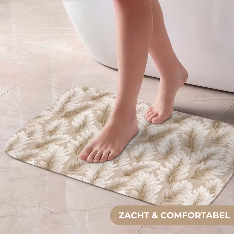 Botanisch - Patroon - Beige Badmat klein 997 -USP_ZachtNL