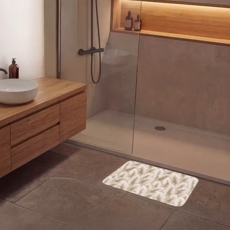Botanisch - Patroon - Beige Badmat klein 997 -sfeer2