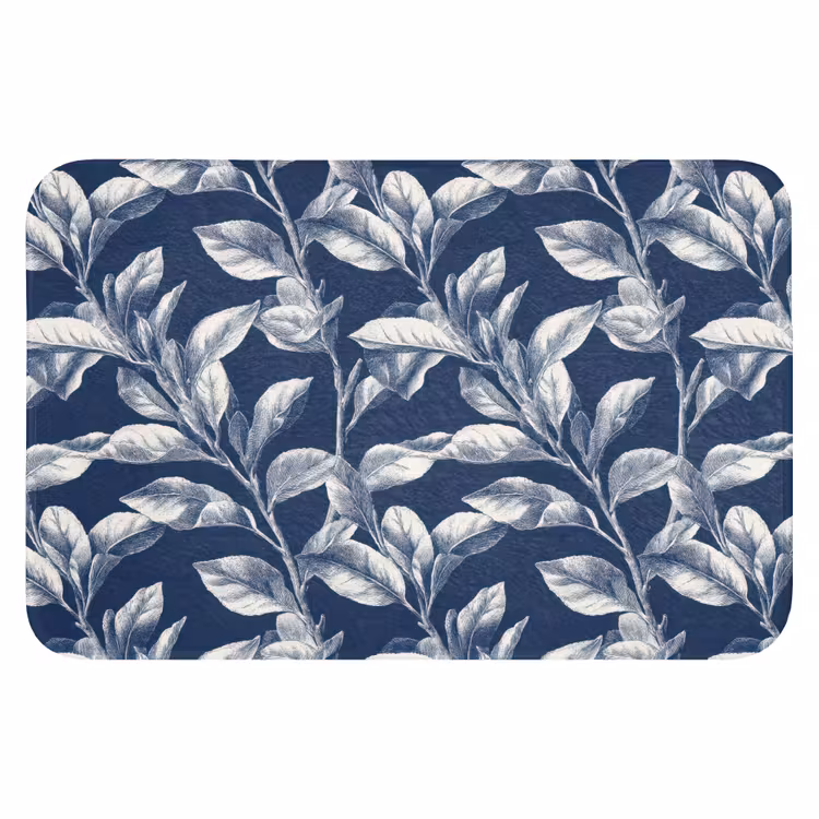 Botanisch - Patroon - Blauw Badmat klein 997 -3d