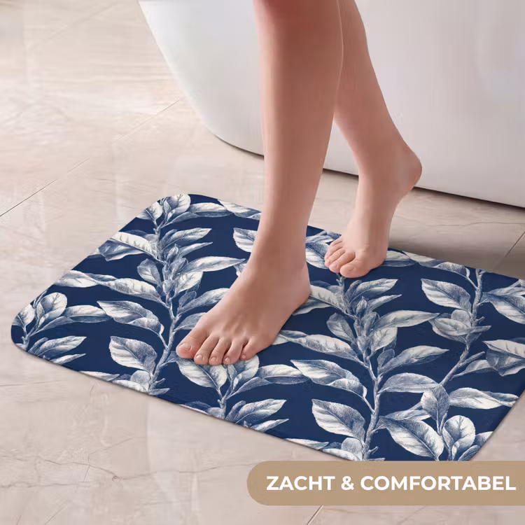 Botanisch - Patroon - Blauw Badmat klein 997 -USP_ZachtNL