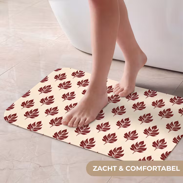 Botanisch - Patroon - Bordeaux Badmat klein 997 -USP_ZachtNL