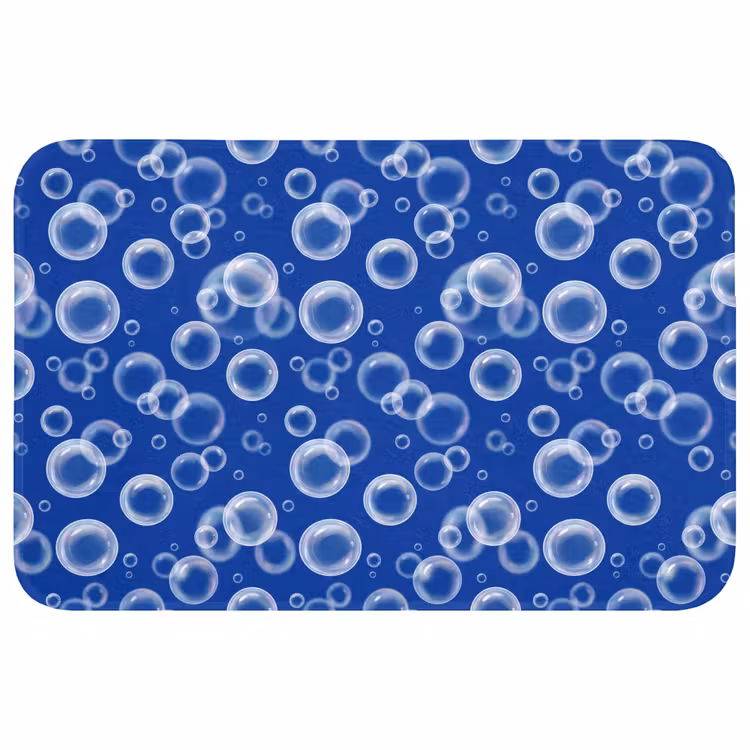 Bubbels - Patroon - Blauw Badmat klein -3d