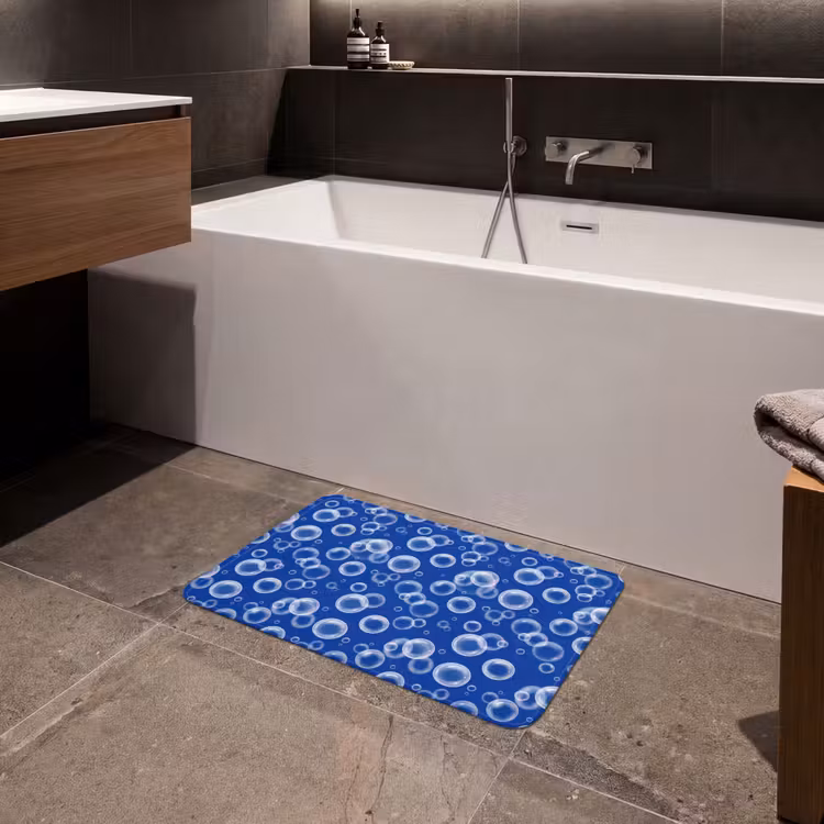 Bubbels - Patroon - Blauw Badmat klein -sfeer3