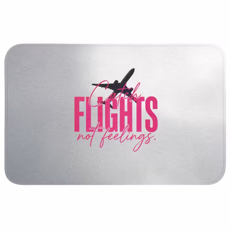 Catch flights not feelings - Vliegtuig - Roze Badmat klein -3d