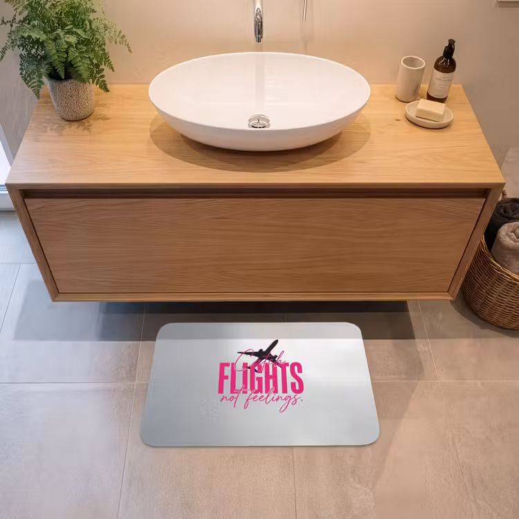 Catch flights not feelings - Vliegtuig - Roze Badmat klein -sfeer1