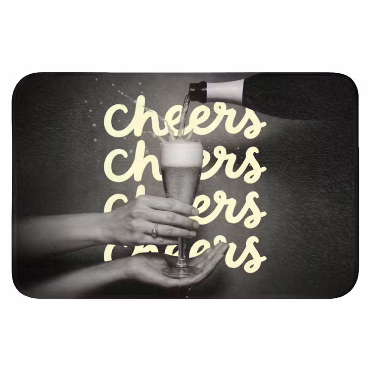 Cheers - Wijn - Zwart - Wit Badmat klein -3d