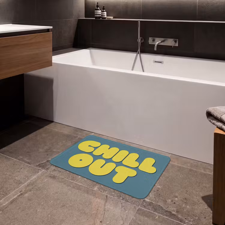 Chill out - Geel - Blauw Badmat klein -sfeer3