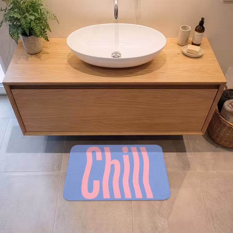 Chill - Roze - Blauw - Golvend Badmat klein -sfeer1