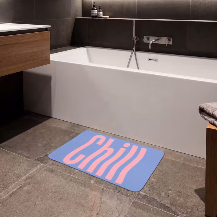 Chill - Roze - Blauw - Golvend Badmat klein -sfeer3