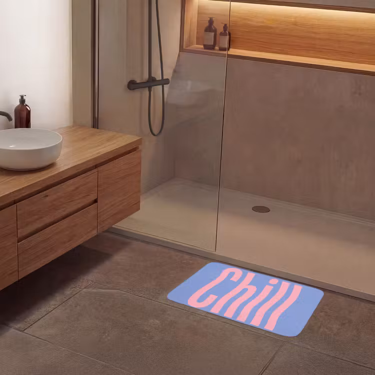 Chill - Roze - Blauw - Golvend Badmat klein -sfeer2