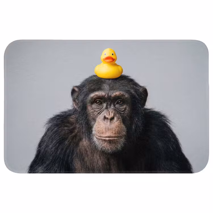 Chimpansee - Badeend - Grijs Badmat klein -3d