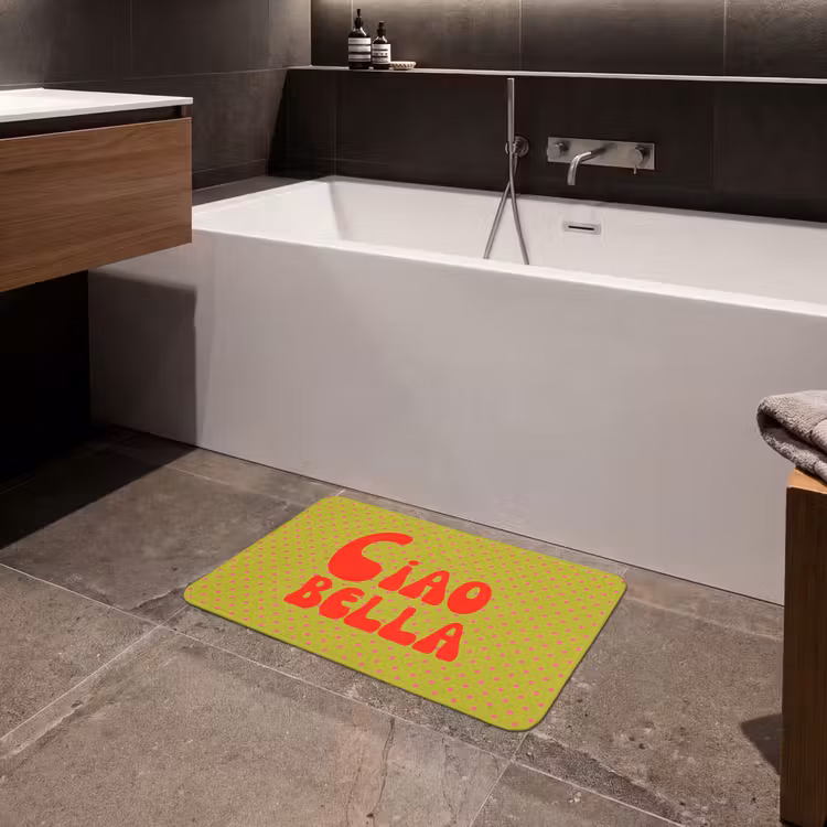 Ciao bella - Rood - Groen - Stippen Badmat klein -sfeer3
