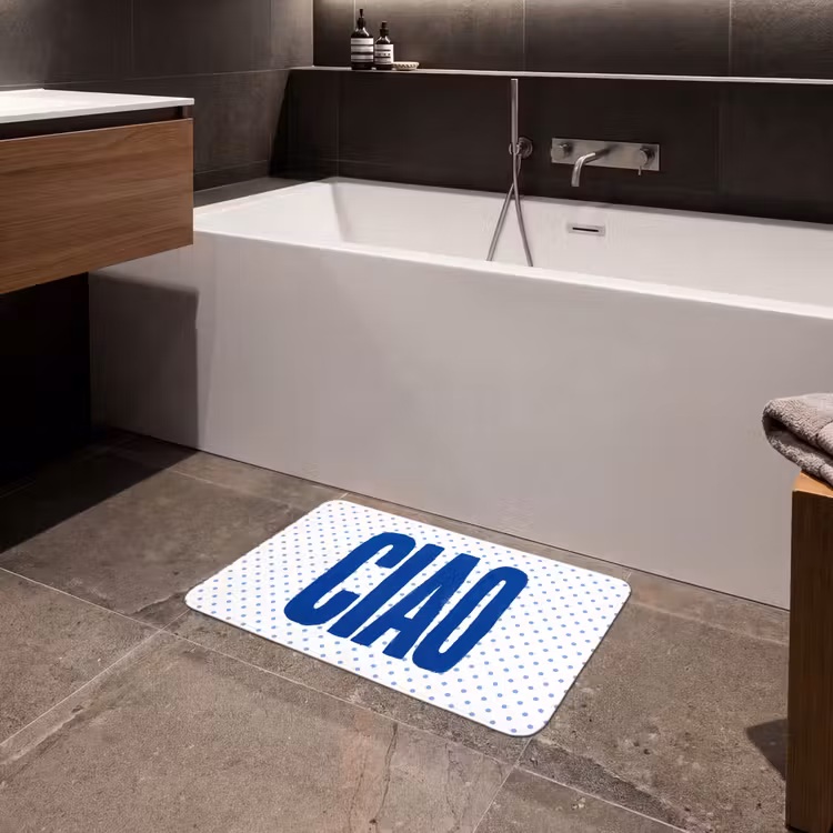 Ciao - Blauw - Stippen Badmat klein -sfeer3
