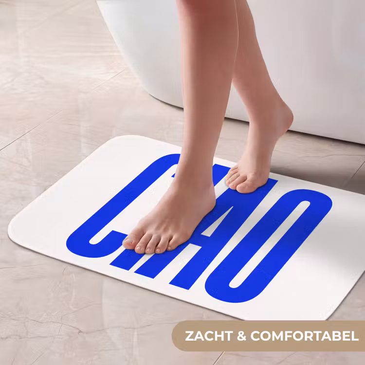 Ciao - Hoofdletters - Blauw - Minimalistisch Badmat klein -USP_ZachtNL